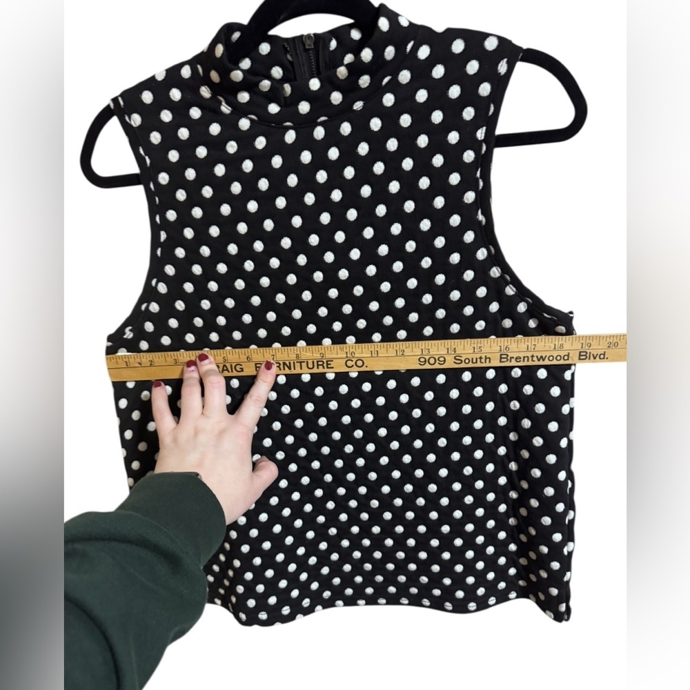 Maeve Anthropologie Polka Dot Sleeveless Mock Neck Top Size Medium - Picture 5 of 7